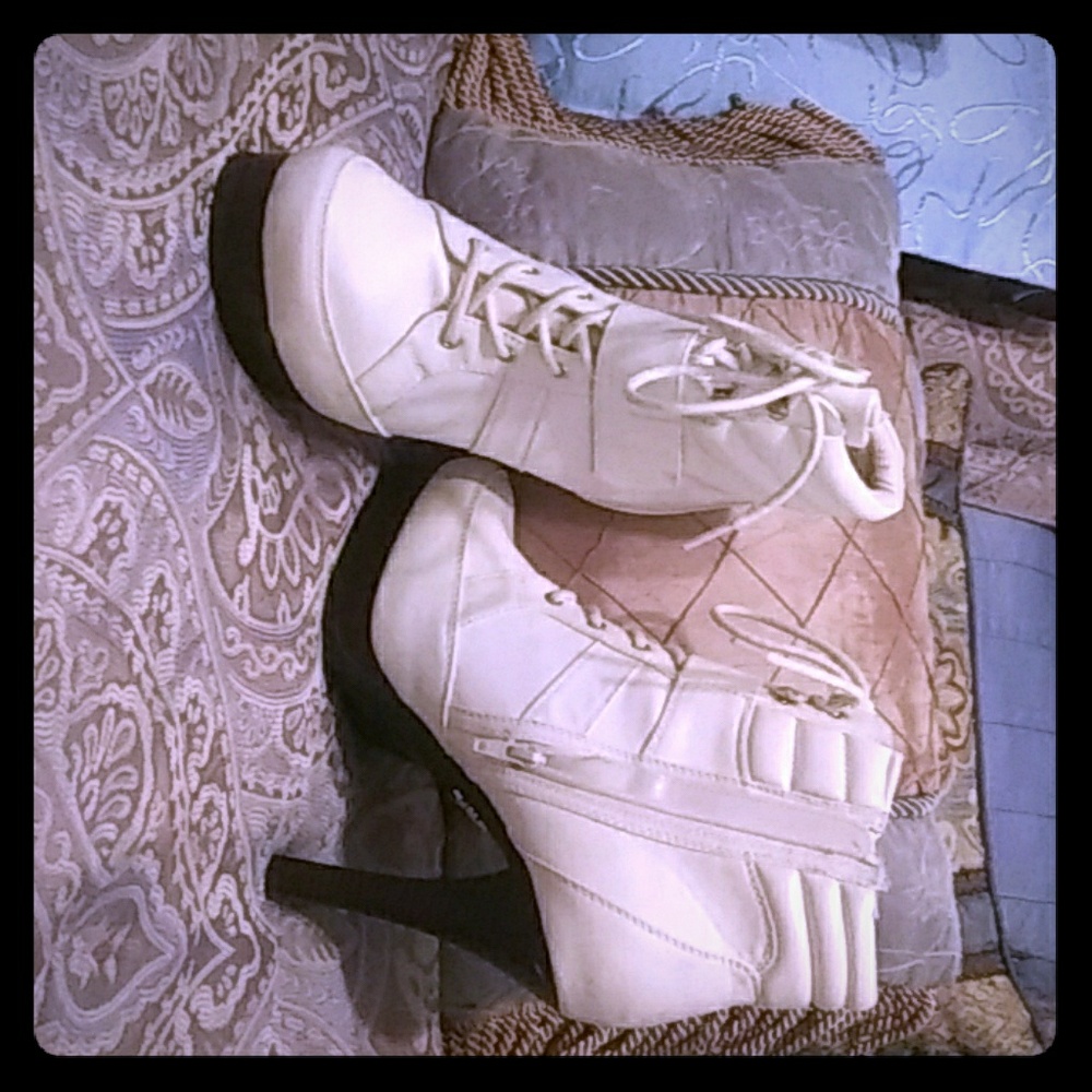 JLo White ankle boots